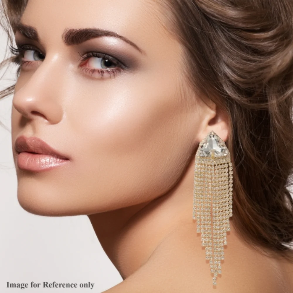 White Austrian crystal earrings in goldstone - Picture 2 of 3